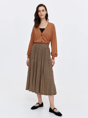 Spódnica damska beżowa rozszerzana, o linii A - SSD1950BE spódnica regularna - TOP SECRET - Odzieżowy sklep internetowy TOP SECRET