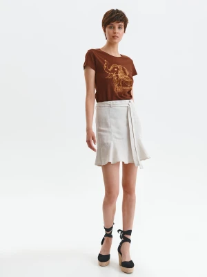 Spódnica damska beżowa - SSD1490BE mini spódniczka - TOP SECRET - Odzieżowy sklep internetowy TOP SECRET