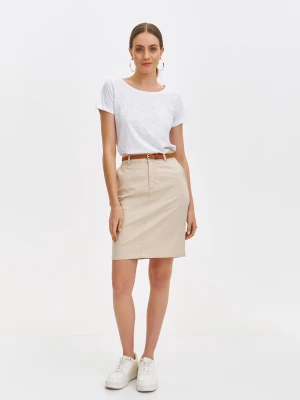 Spódnica damska beżowa - SSD1928BE mini spódniczka - TOP SECRET - Odzieżowy sklep internetowy TOP SECRET