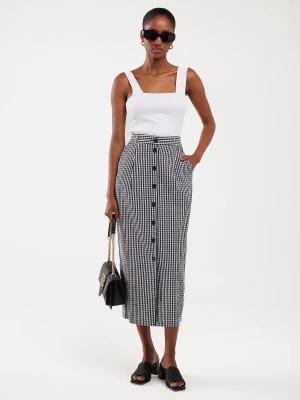 Spódnica damska midi w drobną kratę z guzikami biało-czarna Polli 906 BIG STAR
