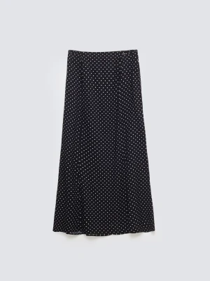 Spódnica damska midi z wiskozy w kropki czarna Carolla 906 BIG STAR