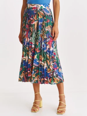 Spódnica damska niebieska rozszerzana, o linii A - DSD0053NI spódnica regularna - DRYWASH - Odzieżowy sklep internetowy TOP SECRET