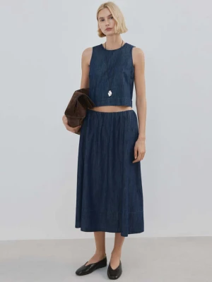 Spódnica denim z dekoracyjnym przeszyciem u dołu niebieski - Kobieta - - MANGO