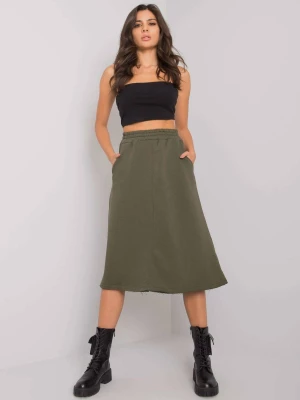 Spódnica dresowa khaki casual długość midi kieszenie Basic feel good