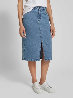 Spódnica jeansowa o długości do kolan z wpuszczanymi kieszeniami model ‘Barbeth’ Kaffe