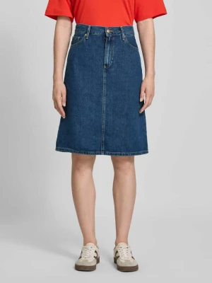 Spódnica jeansowa o kroju straight fit ze średnim stanem Tommy Hilfiger Granatowy melanż