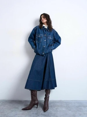 Spódnica jeansowa Topshop ciemnoniebieski