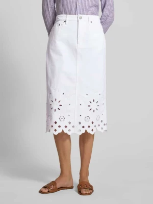 Spódnica jeansowa z haftem angielskim model ‘DANIELA’ Lauren Ralph Lauren