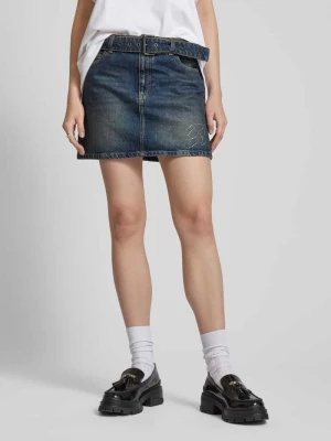 Spódnica jeansowa z nadrukiem z motywem z logo Review