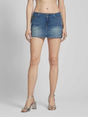Spódnica jeansowa z obszyciem kamieniami stras Juicy Couture