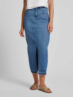 Spódnica jeansowa z wysokim stanem i rozcięciem model ‘RAY’ Vila