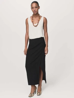 Spódnica kopertowa z efektem marszczenia czarny - Kobieta - - MANGO
