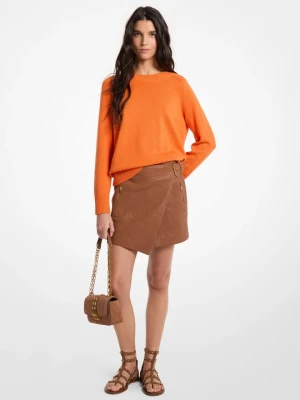 Spódnica kopertowa ze skóry teksturowanej Michael Kors BRĄZOWY (Brązowy)