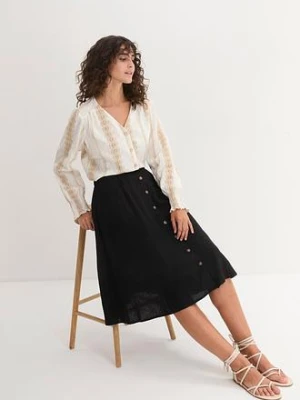 Spódnica lniana midi bonprix