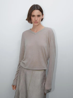 Spódnica Maltinto Z Ozdobnymi Szwami - Szary Mysi - - Massimo Dutti - Kobieta