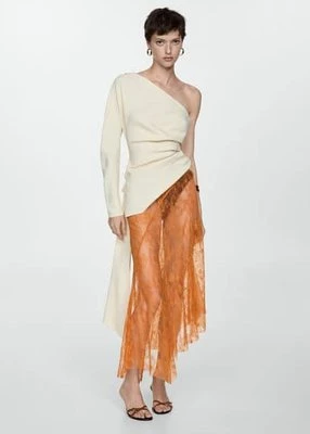 Spódnica haftowana o asymetrycznym kroju Mango