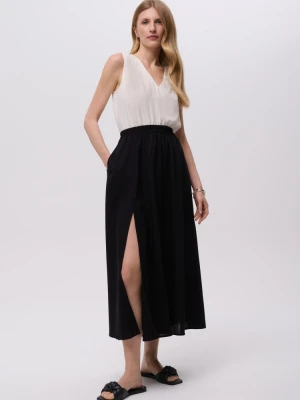 Spódnica maxi lniano-wiskozowa Greenpoint czarny