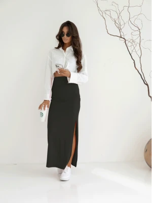 Spódnica maxi prążkowana MALWA - czarna  magmac 