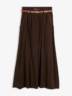 Spódnica maxi z lejącej wiskozy (zestaw 2-cz.) BonPrix brązowy