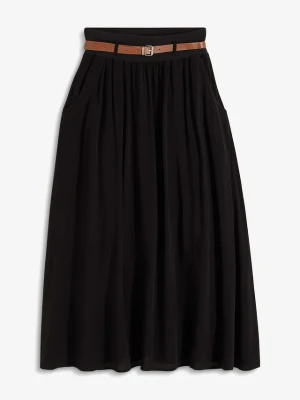 Spódnica maxi z lejącej wiskozy (zestaw 2-cz.) BonPrix czarny