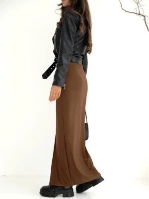 Spódnica maxi z rozcięciem VALA - czekoladowa  magmac 