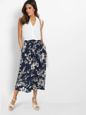 Spódnica maxi z wiskozy z wygodnym ściągaczem w talii z wiązanym paskiem bonprix