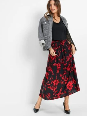 Spódnica maxi z wiskozy z wygodnym ściągaczem w talii z wiązanym paskiem bonprix