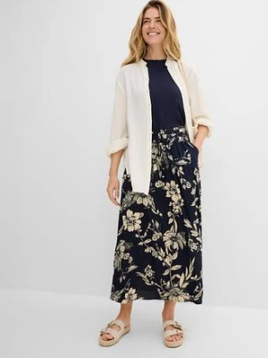 Spódnica maxi z wiskozy z wygodnym ściągaczem w talii z wiązanym paskiem bonprix