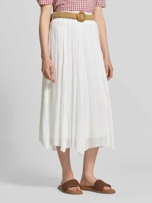 spódnica midi o kroju regular fit z mieszanki wiskozy z paskiem Apricot