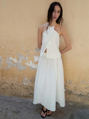 Spódnica midi o rozszerzanym kroju kremowy / écru - Kobieta - - MANGO