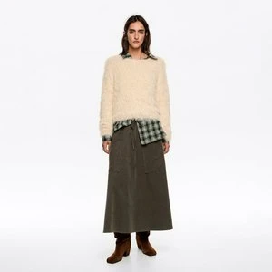 Spódnica midi regulowana talia khaki BIMBA Y LOLA