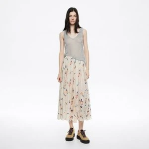 Spódnica midi rozkloszowana Flowers Scan kość słoniowa BIMBA Y LOLA