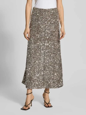 Spódnica midi rozkloszowana z cekinowym obszyciem model ‘SILVER SEQ’ Pieces