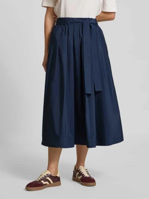 Spódnica midi rozkloszowana z paskiem w talię Weekend Max Mara Granatowy