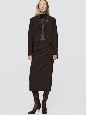 Spódnica Midi Stretch Z Mieszanki Wełny – Limited Edition - Brązowy - Massimo Dutti - Female