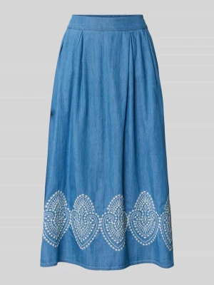 spódnica midi w tkaninie stylizowanej na denim z haftami MORE & MORE
