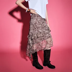 Spódnica midi we wzór pasiley z asymetrycznym dołem House