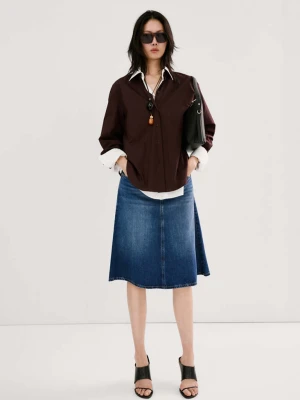 Spódnica midi z denimu ciemnoniebieski - Kobieta - - MANGO