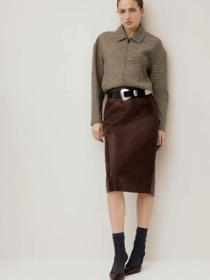 Spódnica midi z efektem skóry krokodyla brązowy - Kobieta - - MANGO