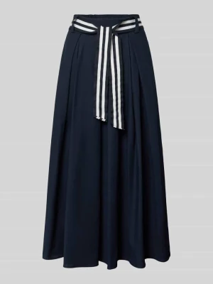 Spódnica midi z elastycznym pasem i wiązanym paskiem MORE & MORE