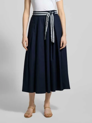 Spódnica midi z elastycznym pasem i wiązanym paskiem MORE & MORE