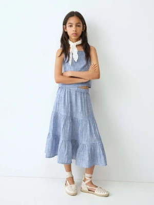 Spódnica midi z falbanką niebieski - Dzieci - lata - MANGO KIDS