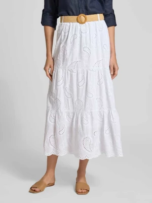 spódnica midi z haftem angielskim i paskiem model 'Mi44mii' ZABAIONE