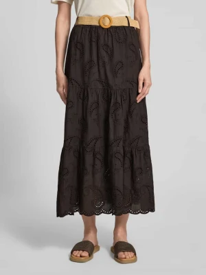 spódnica midi z haftem angielskim i paskiem model 'Mi44mii' ZABAIONE