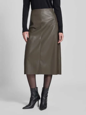 Spódnica midi z imitacji skóry z ozdobnymi szwami Christian Berg Woman Selection