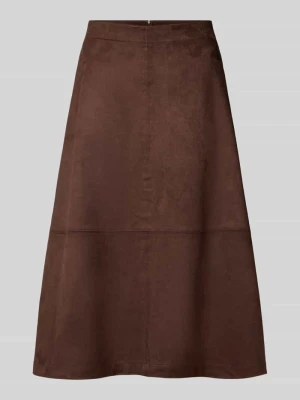 Spódnica midi z imitacji zamszu milano italy Ciemnobrązowy