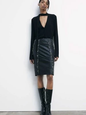 Spódnica midi z nappy z piercingiem PATRIZIA PEPE