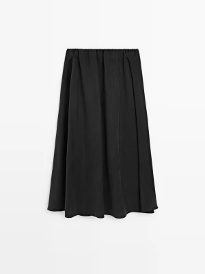 Spódnica Midi Z Objętościowym Detalem - Szary - Massimo Dutti - Female