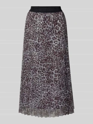 Spódnica midi z plisami i zwierzęcym nadrukiem na całej powierzchni Marc Cain