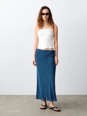 Spódnica midi z pofalowanym nadrukiem electric blue - Dziewczyna - - MANGO TEEN